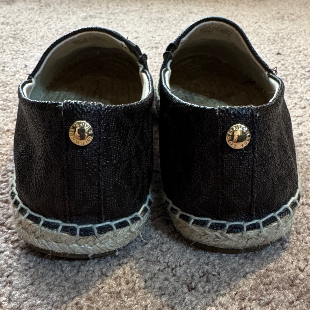 NWOT Michael Kors Brown and Tan Logo Espadrilles w/Palm Design Perfect Condition - Picture 5 of 10